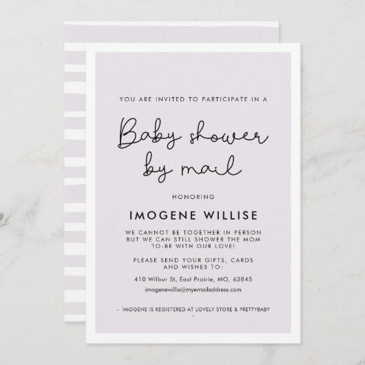 Niedliche Whimsiktypografie Kinderdusche per Post Einladung (Vorne/Hinten)