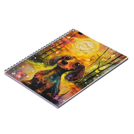 Niedliche Whimsischer Dackel Welpe im Wald Notizblock (Linke Seite)