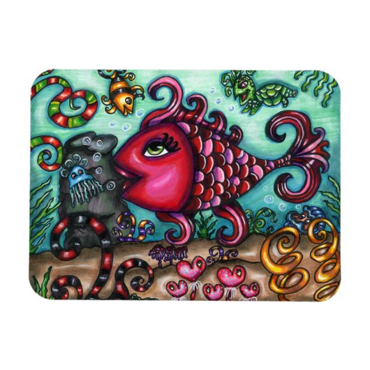 Niedliche Whimsischer Fisch Meereswelt Originelle Magnet (Horizontal)