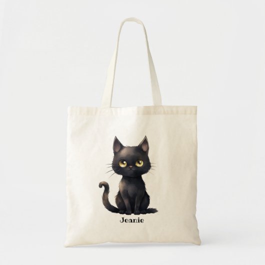 Niedliche Whimsischer Halloween Black Cat Personal Tragetasche (Vorne)