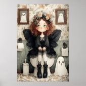 Niedliche Whimsischer Halloween Fairy and Ghost Ar Poster (Vorne)