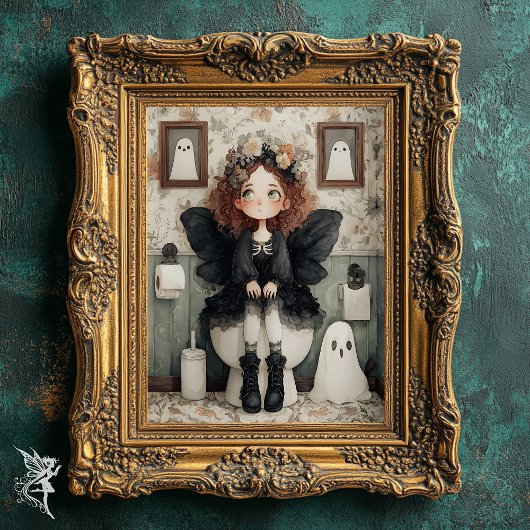 Niedliche Whimsischer Halloween Fairy and Ghost Ar Poster