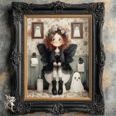 Niedliche Whimsischer Halloween Fairy and Ghost Ar Poster
