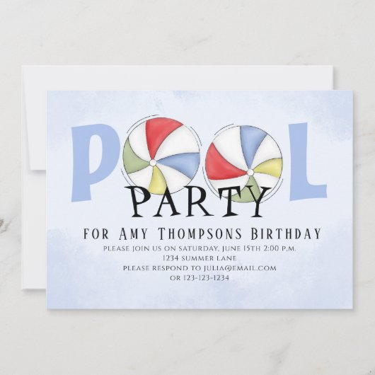 Niedliche Whimsisspass Pool Party QR Code Social M Einladung (Vorderseite)