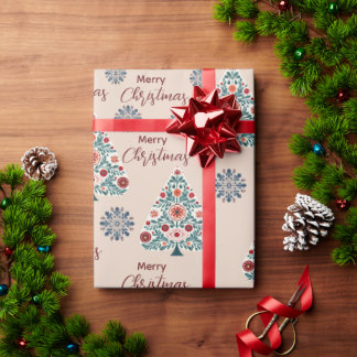 Niedliche Whimsistische Skandinavische Bäume Geschenkpapier