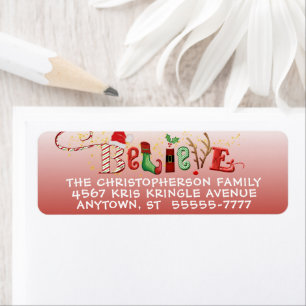 Niedliche Whimsistische Weihnachten BELIEVE Red Om