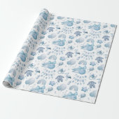 Niedliche Whimsy Baby Dusche Blue Wrapping Paper R Geschenkpapier (Ungerollt)