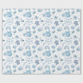 Niedliche Whimsy Baby Dusche Blue Wrapping Paper R Geschenkpapier (Flach)