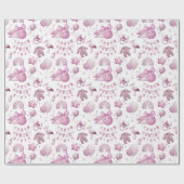 Niedliche Whimsy Baby Dusche Pink Wrapping Paper R Geschenkpapier (Flach)