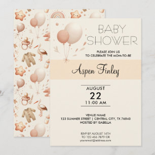 Niedliche Whimsy-Babydusche - Balloons Einladung