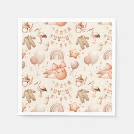 Niedliche Whimsy Babydusche Beige Papier Teller Serviette
