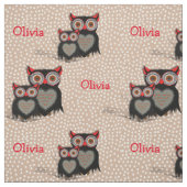 Niedliche Whimsy-Eulen auf Polka Dot Personalisier Stoff (Muster)