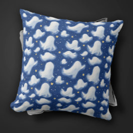 Niedliche Whimsy Ghost Blue Halloween Night Waterc Kissen