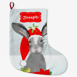 Niedliche Whimsy Weihnachtsbunny Rabbit peronisier Großer Weihnachtsstrumpf