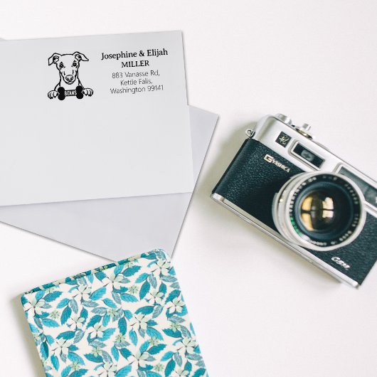 Niedliche Whippet Hund-Rücksendeadresse Gummistempel