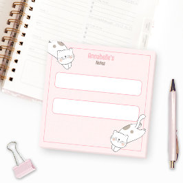 Niedliche White Cat Kitten Kitty Graph Pink Girenn Post-it Klebezettel