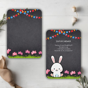 Niedliche White Chalkboard Bunny Baby Dusche Begleitkarte