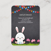 Niedliche White Chalkboard Bunny Baby Dusche Begleitkarte (Vorderseite)