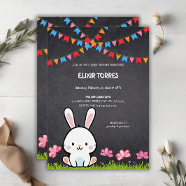 Niedliche White Chalkboard Bunny Baby Dusche Einladung