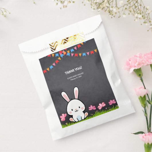 Niedliche White Chalkboard Bunny Baby Dusche Geschenktütchen (Versiegelt)