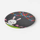 Niedliche White Chalkboard Bunny Baby Dusche Pappteller (Schrägansicht)