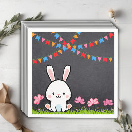 Niedliche White Chalkboard Bunny Baby Dusche Serviette