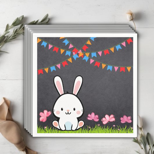 Niedliche White Chalkboard Bunny Baby Dusche Serviette