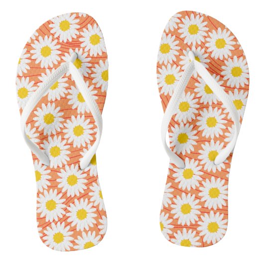 Niedliche White Chamomile Orange Girl Flip Flops Badesandalen (Fußbett)