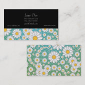 Niedliche White Daisies auf Blue Green Visitenkarte (Vorne/Hinten)