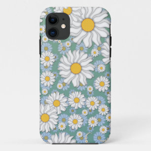 Niedliche White Daisies auf Dusty Aquamarin Blue G Case-Mate iPhone Hülle