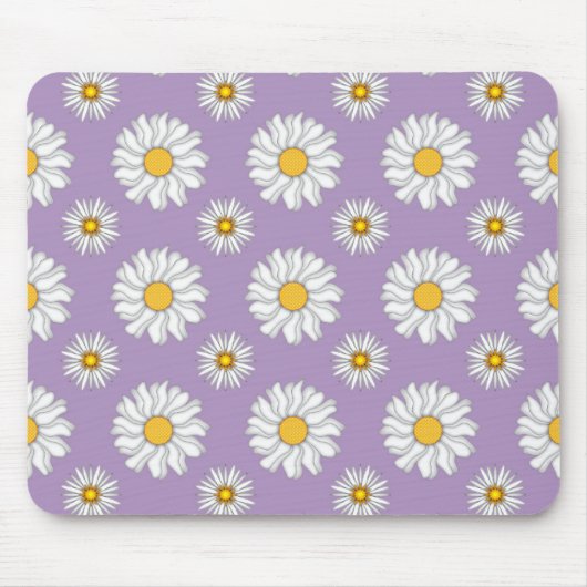 Niedliche White Daisies auf Lila Muster Mousepad (Vorne)