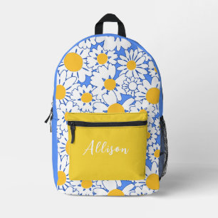 Niedliche White Daisis on Blue mit benutzerdefinie Bedruckter Rucksack
