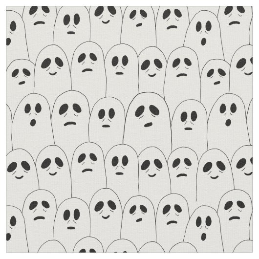 Niedliche White Halloween Ghosts Gemustert Stoff (Nahaufnahme)
