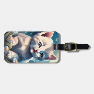 Niedliche White Kitte Katze Acrylspecktag Gepäckanhänger