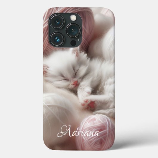Niedliche White Kitten in Balls aus Garn Personali Case-Mate iPhone Hülle (Rückseite)
