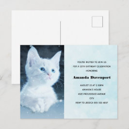 Niedliche White Kitten mit Blue Eyes Geburtstag Ei Postkarte