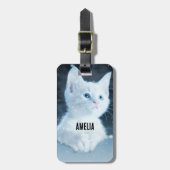 Niedliche White Kitten mit Hübschen Blue Eyes Gepäckanhänger (Vorderseite vertikal)