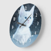 Niedliche White Kitten mit Hübschen Blue Eyes Große Wanduhr (Winkel)