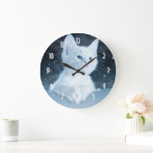 Niedliche White Kitten mit Hübschen Blue Eyes Große Wanduhr (Zuhause)