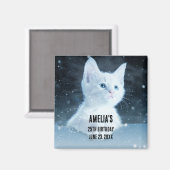 Niedliche White Kitten mit Hübschen Blue Eyes Magnet (Vorderseite/Rückseite)