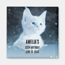 Niedliche White Kitten mit Hübschen Blue Eyes Magnet