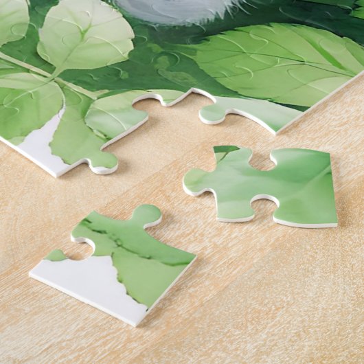 Niedliche White Kitten Napping unter Rosebush Puzzle (Seite)