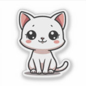 Niedliche White Kitten Sticker - Big Eyes (Vorderseite)