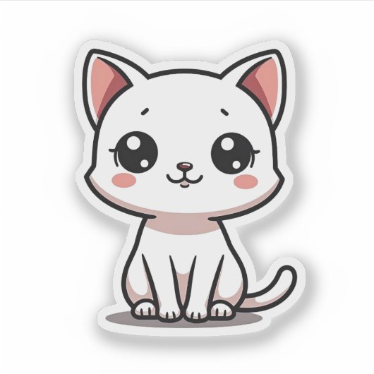 Niedliche White Kitten Sticker - Big Eyes (Vorderseite)