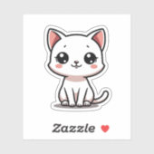 Niedliche White Kitten Sticker - Big Eyes (Blatt)