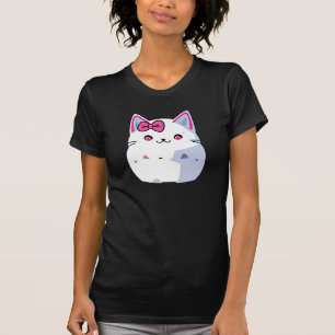 Niedliche White Kitty Cat mit rosa Bowtie T-Shirt