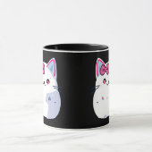 Niedliche White Kitty Cat mit rosa Bowtie Tasse (Zentrum)