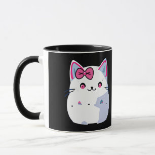 Niedliche White Kitty Cat mit rosa Bowtie Tasse
