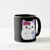Niedliche White Kitty Cat mit rosa Bowtie Tasse (VorderseiteRechts)