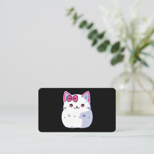Niedliche White Kitty Cat mit rosa Bowtie Visitenkarte